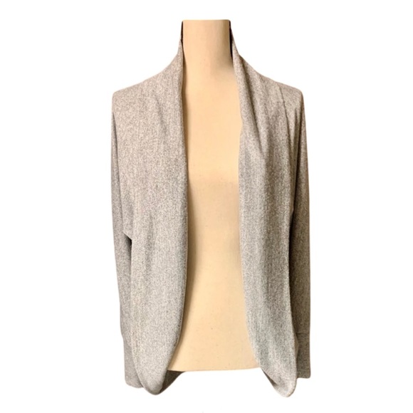 White House Black Market Sweaters - WHITE HOUSE BLACK MARKET Women’s Gray Metallic Open Front Rounded Hem Cardigan S